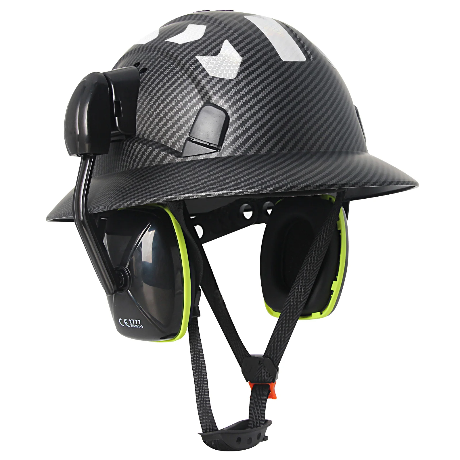ce-carbon-fiber-full-brim-safety-cap-with-earmuffs-reflective-stickers-construction-engineer-hard-hat-ansi-industrial-helmets
