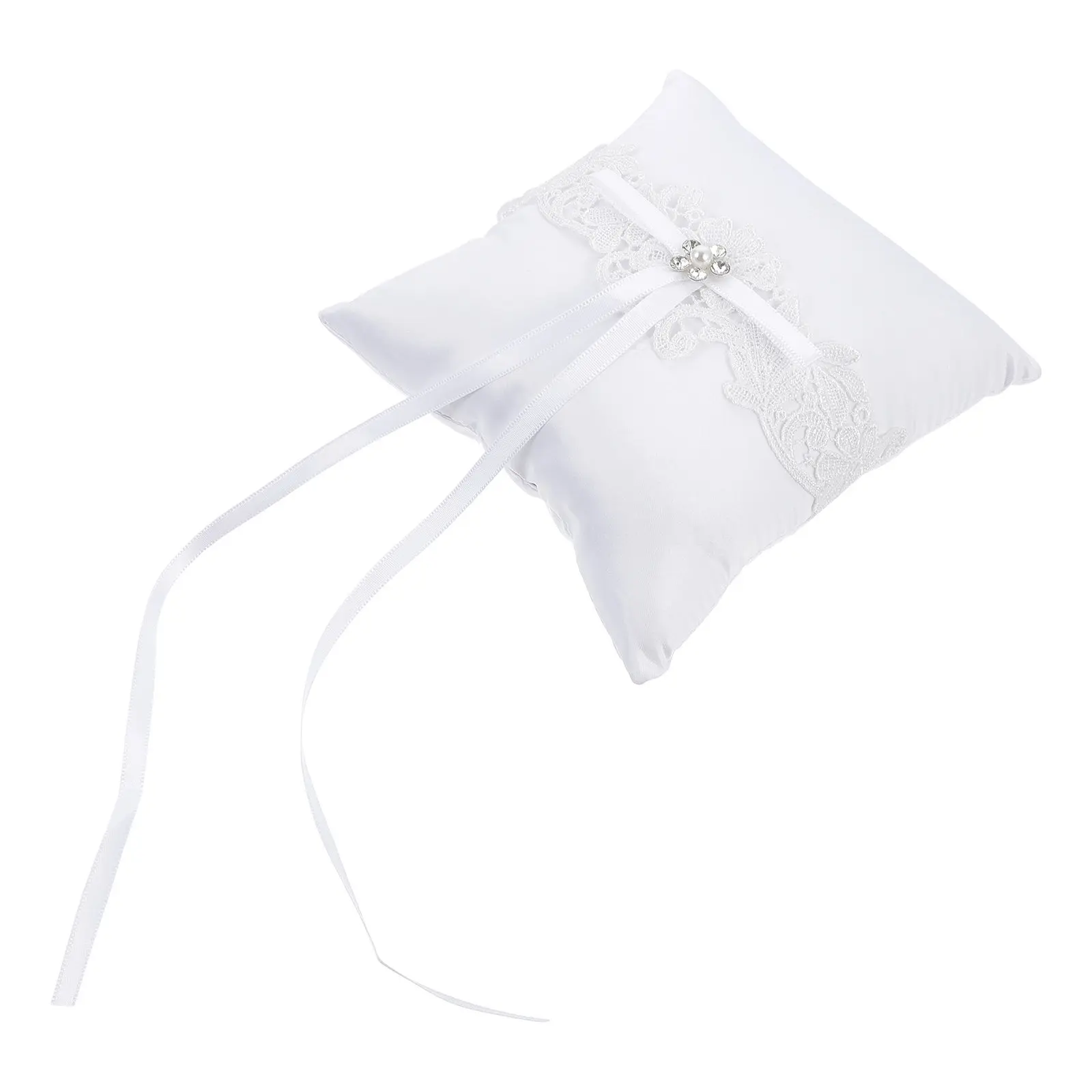 

Подушка для обручальных колец с бантом и кружевом, 1 шт., романтическая подушечка-держатель с лентой для свадебного декора и помолвки