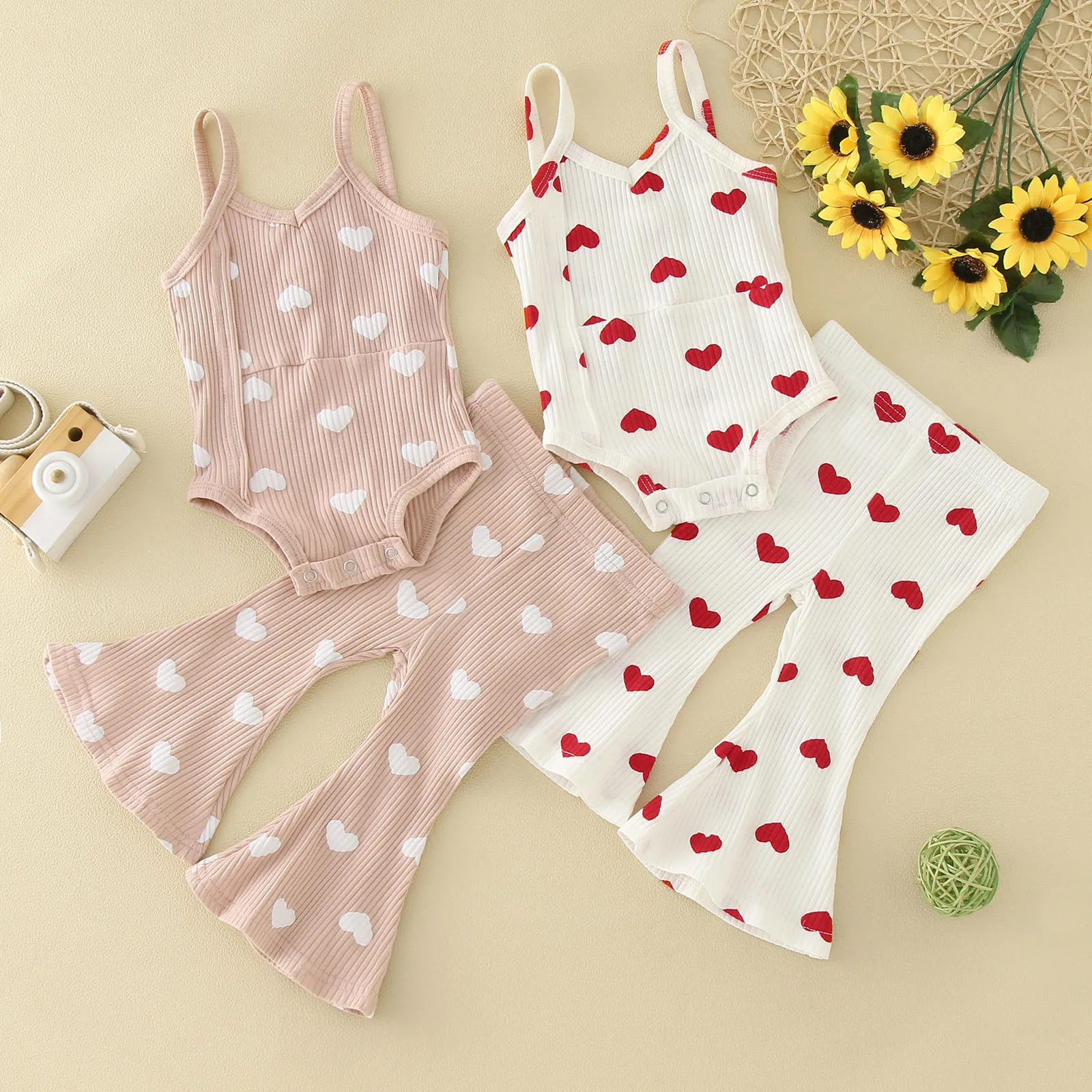 

Shirt And Pants Set For Teen Girls Toddler Valentine'S Day Girls Love Belt Printed Romper Bodysuit Bell Girl Sweatpants Crop Top