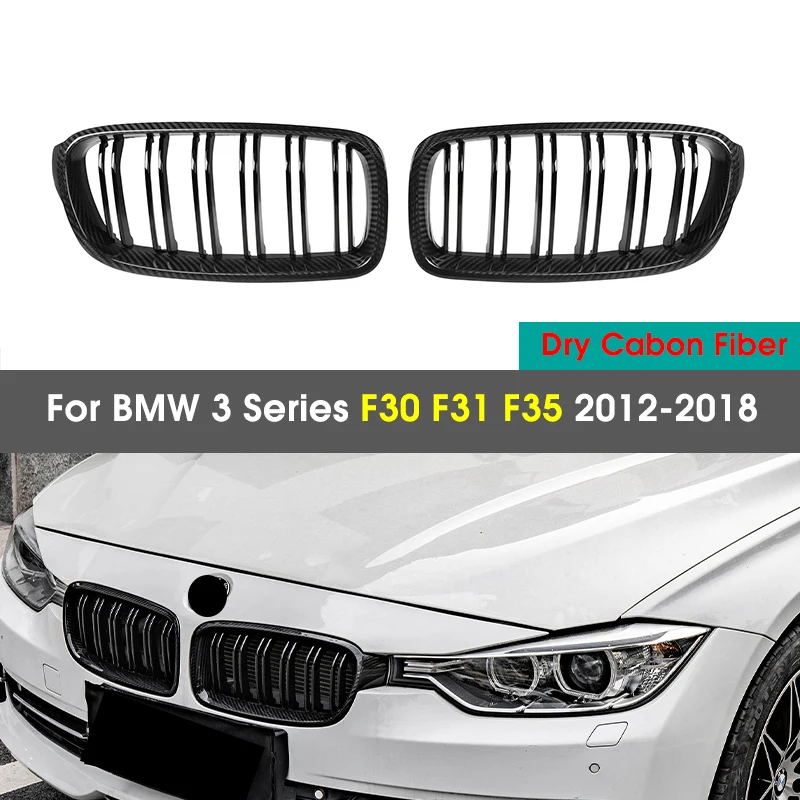 Dry Carbon Fiber Sport Kidney Grille Racing Front Bumper Replacement Grill For BMW 3 Series F30 F31 F35 2012-2018 320i 325i 328i