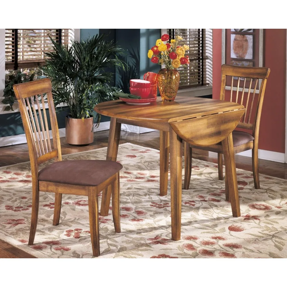 Dining Room Round Drop Leaf Table, Rustic Brown