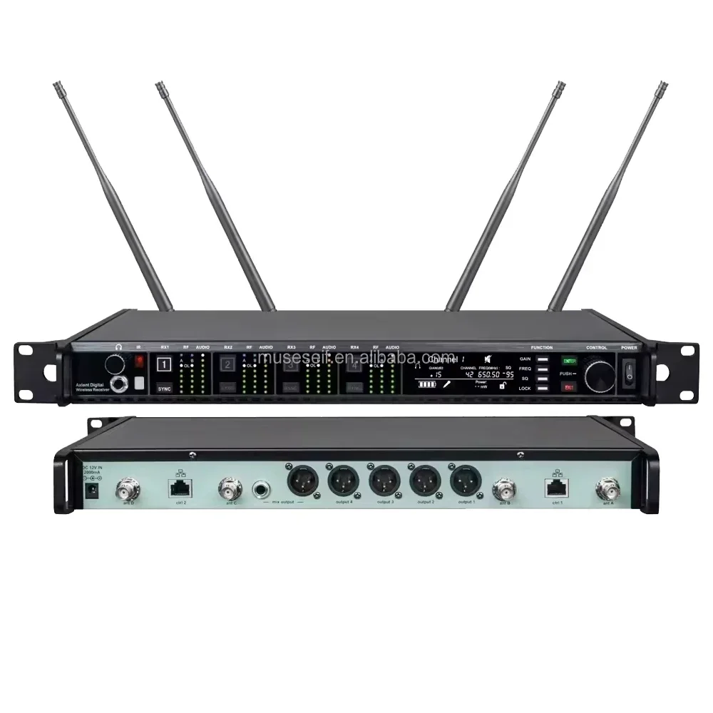 

AD4Q Professional Wireless Microphone 4 Channel UHF Studio Microphone