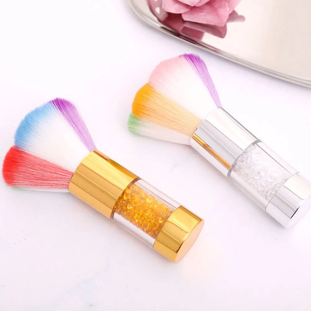 2pcs Dusting Brush Premium Blush Brush Set For Women Makeup Tools Golden Silver Handle Brushes Natural Finish Daily Use