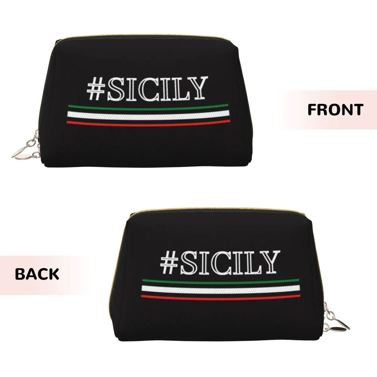 Sicily Trinacria Italy Sicilian Flag Women Cosmetic Bag Travel Makeup Organizer Pouch Toiletry Storage Dopp Kit Box