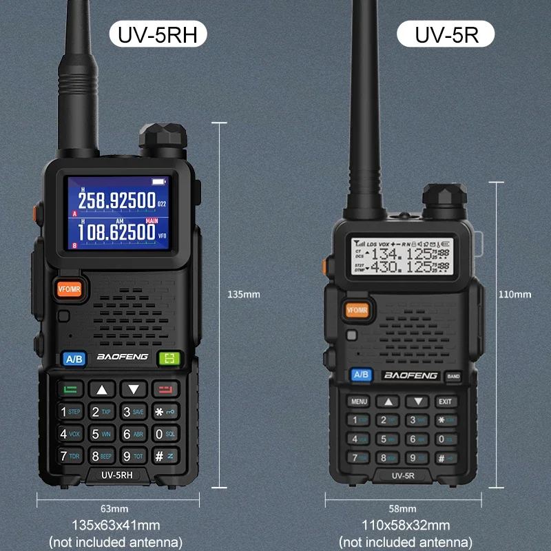 Портативная рация Baofeng UV-5RH Air Band, трехдиапазонная Беспроводная радиостанция AM, FM, приемник дальнего действия, двухсторонний, для любительской радиосвязи