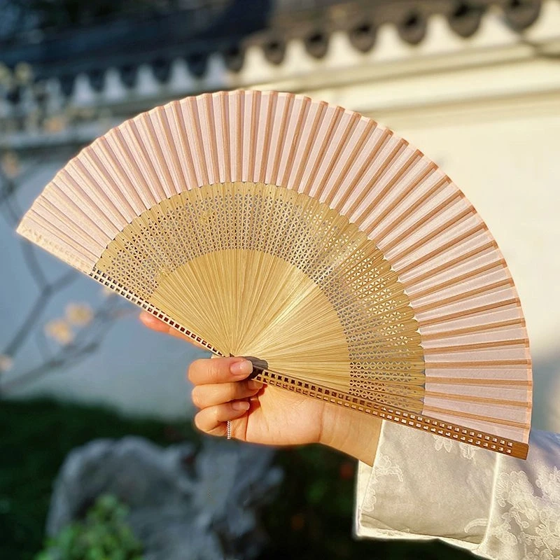 Chinese Lady Hand Painted Fan Folding Wedding Fan Vintage Bamboo Folding Fan Portable Chinese Hanfu Hand Silk Fan Ventilador