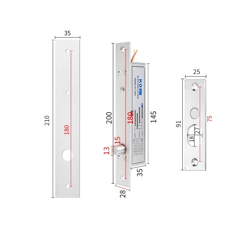 KOB Access Control Electric Plug-in Lock Narrow Surface Concealed Embedded Pin Lock Delayed Feedback Electric Control Lock