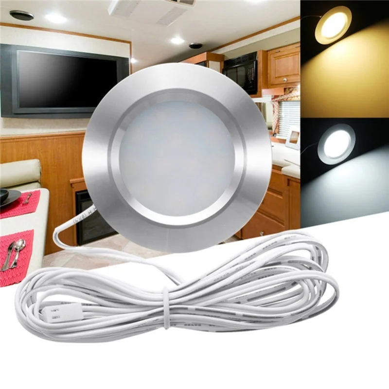 Recessed 15LED RV Boat Recessed Ceiling Light 12V Led Lights Round Shape Ultra Thin Camper Interior Lighting Small Downlight