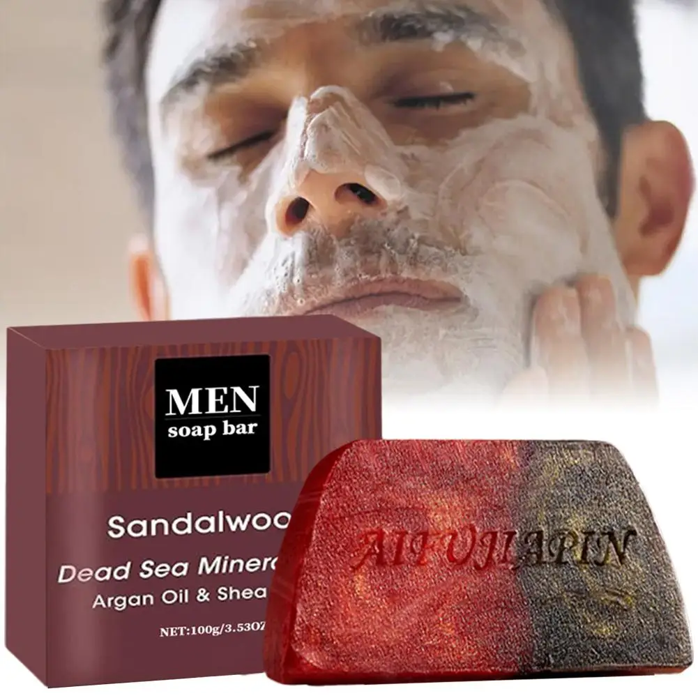 

1PC Handmade Whitening Sandalwood Men'S Soap, Deeply Cleanses The Body, Moisturizes The Face, And Is Gentle And Shiny
