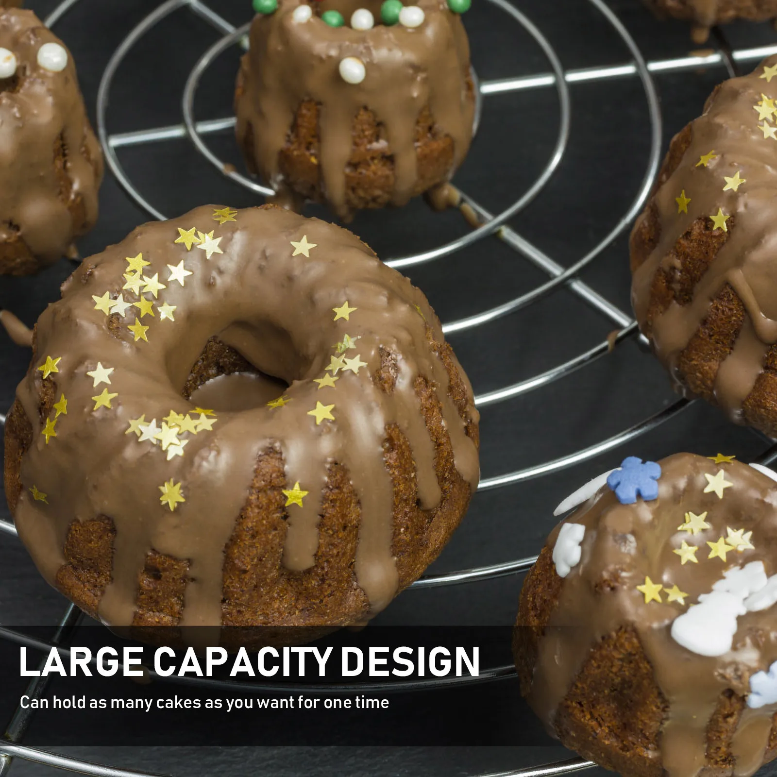 

2Pcs Sturdy Cake Cooling Rack Fine Workmanship Large Size for Biscuits Muffins Hot Dishes Bakery Holder