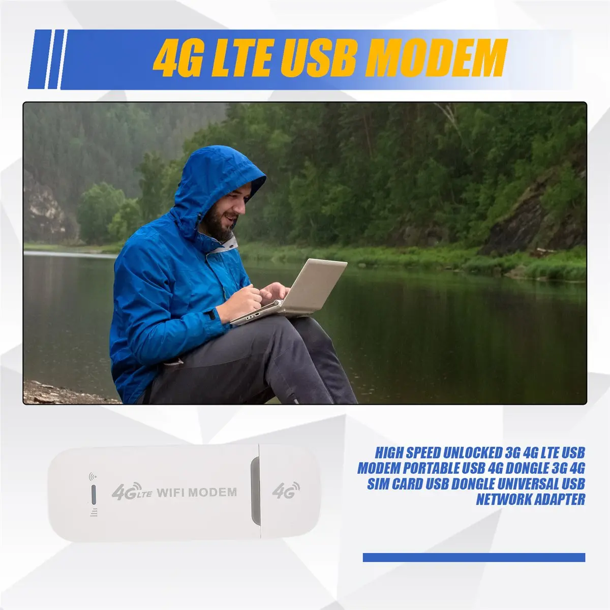 (DT93) Módem USB 3G 4G LTE Desbloqueado de Alta Velocidad, Dongle USB 4G Portátil, Dongle USB para Tarjeta SIM 3G 4G, Adaptador de Red USB Universal