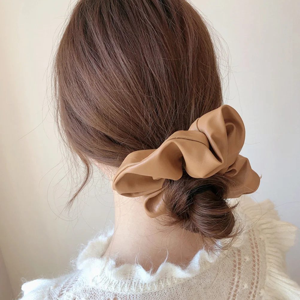 

4 шт., резинки для волос из искусственной кожи, эластичные держатели для хвоста для женщин и девочек, резинки для волос, аксессуары для спортивных тренировок, йоги