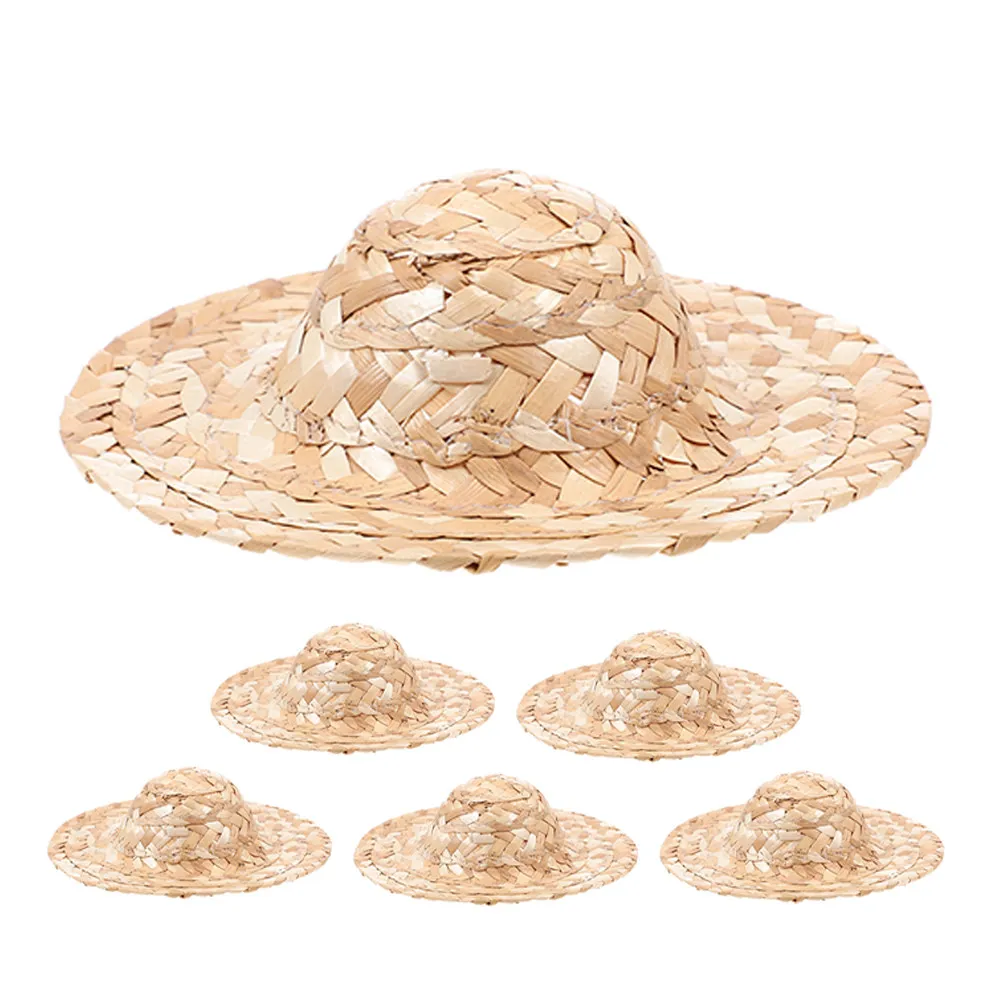 

6Pcs Mini Straw Hats Lightweight Handwoven Miniature Sombrero Hats for Dollhouse Decoration Craft Projects Tea Party Favors Tiny