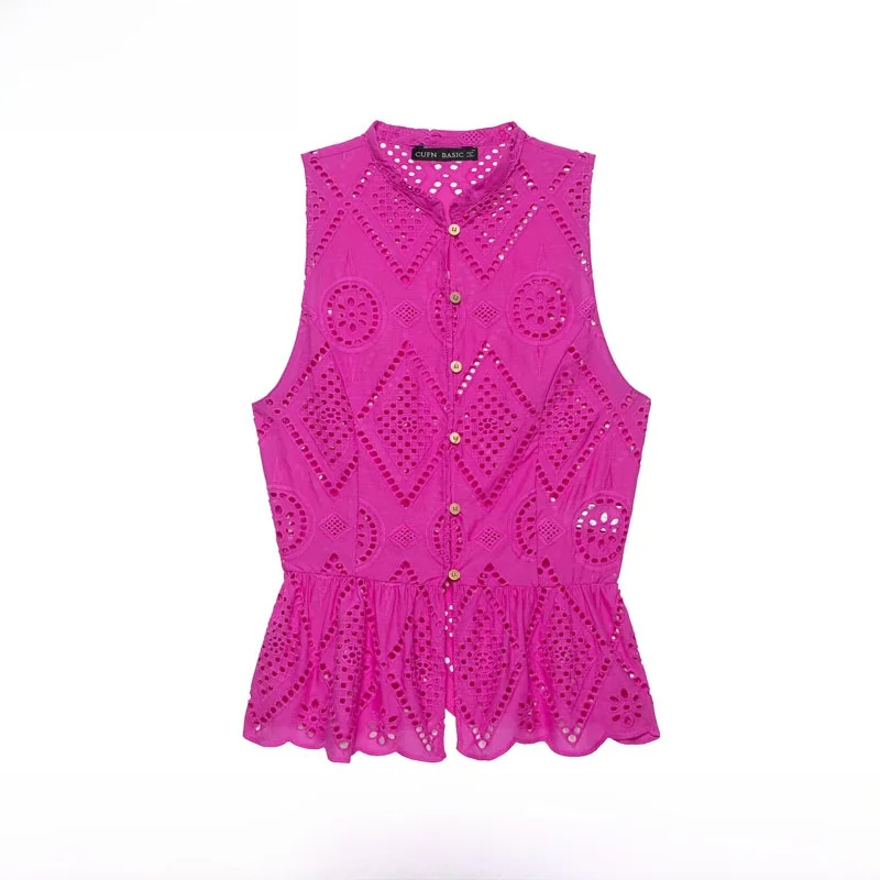 Fashionable Embroidered Nine-Point  Skirt Style Top Women's Clothing ZR Style Spring Summer New Arrival Slim Fit Polyeste...