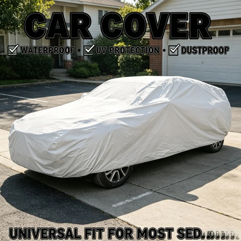 Universal Full Car Cover Portable Outdoor Waterproof UV Protection Anti‑Scratch Resistant Car Clothing Auto Dust Cover Accessory