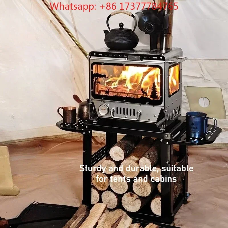 Outdoor Camping Wood Stove, 304 Stainless Steel Fireplace, Tent Stove, Heating, Cooking, Tea Stove