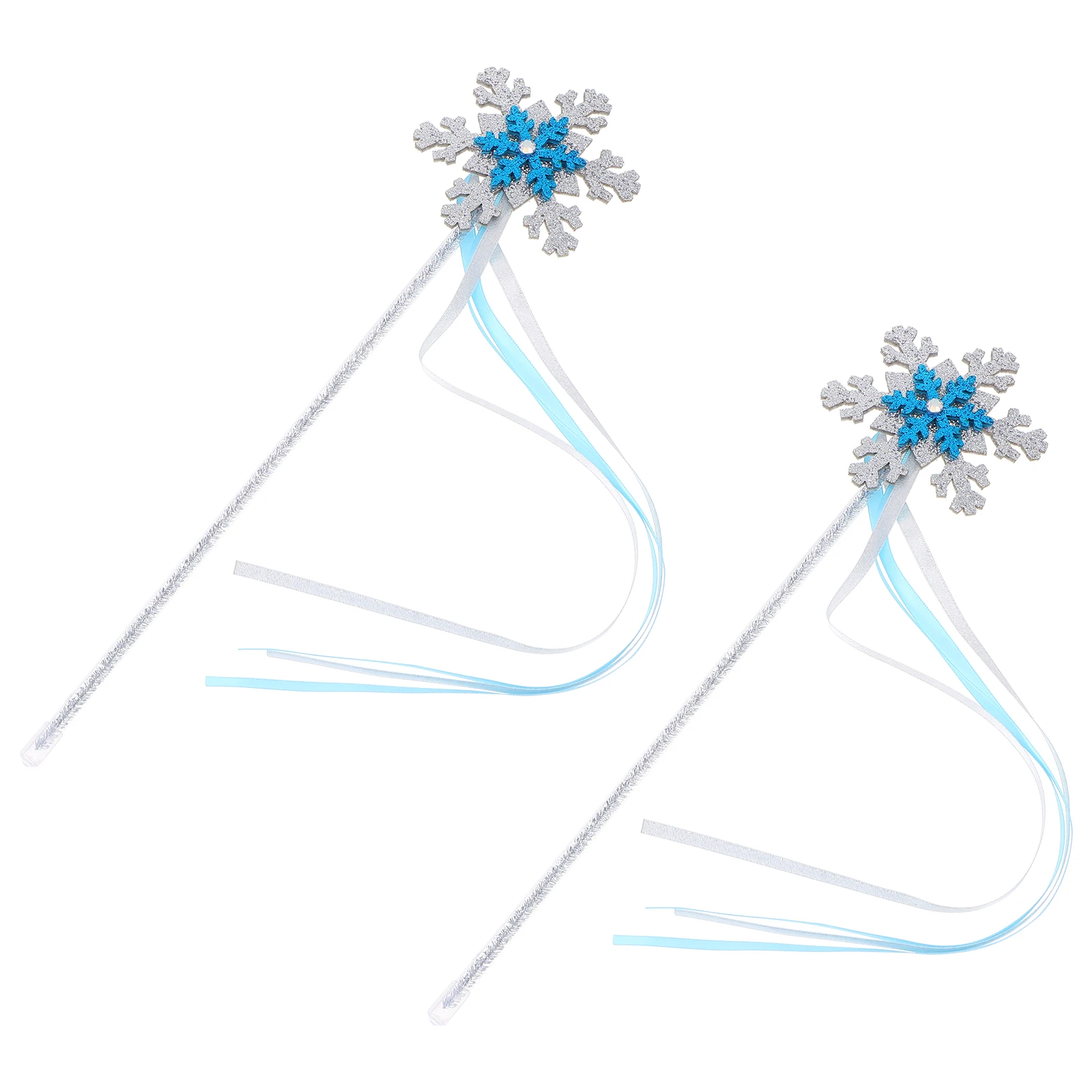 

2 Pcs Wand Props Costume Fairy Snow Design Flash Cloth Kids Princess Party Decorations