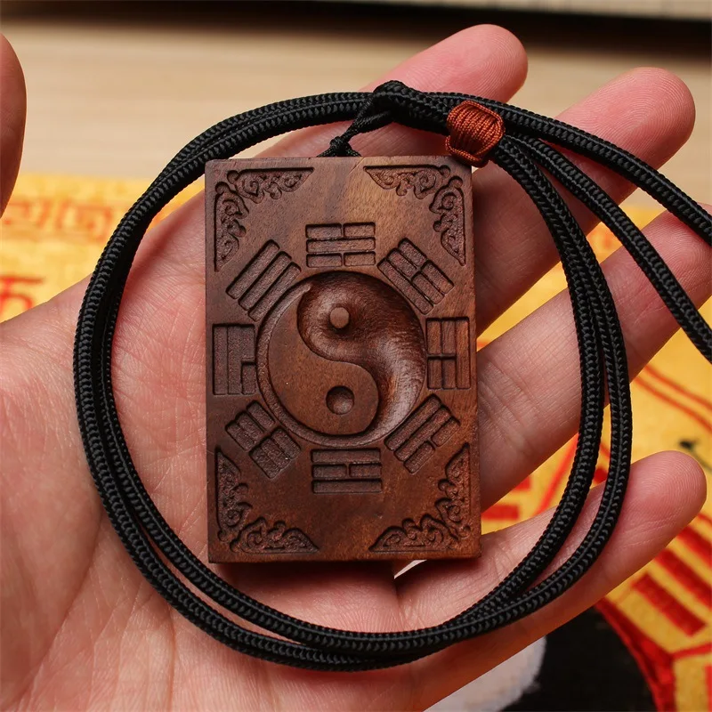 Old Material Lightning Strike Jujube Wood Eight Trigrams Pendant Pendant Taoist Artifact