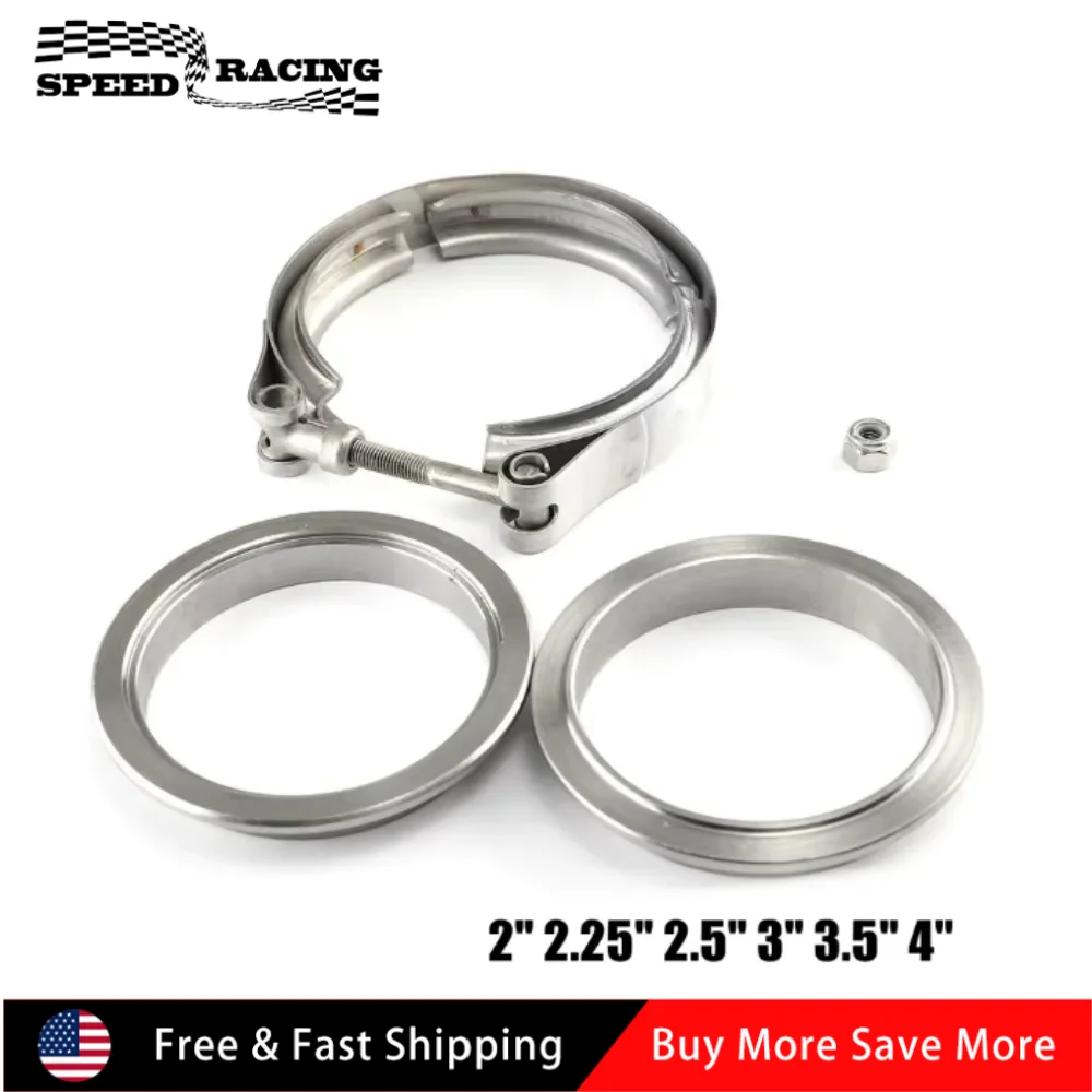 1 Uds 2 uds 4 Uds 2,5 "3,5" 4 "abrazadera de banda en V de acero con Kit de brida macho hembra Turbo bajante Wastegate V-Band Turbo tubos de escape