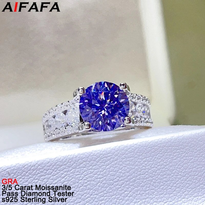 Anillos de moissanita de Color rojo, púrpura, blanco, 3CT, 5CT, piedra preciosa de plata s925, anillo de boda de belleza Moissanita, probador de diamantes GRA