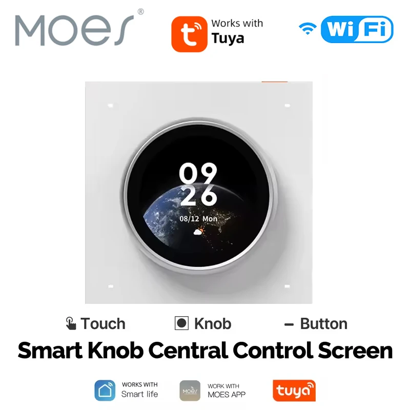 

Умный контроллер ручки MOES Tuya WiFi с сенсорным экраном, 3 релейными каналами, 4 клавишами, программируемым центральным переключателем сцен