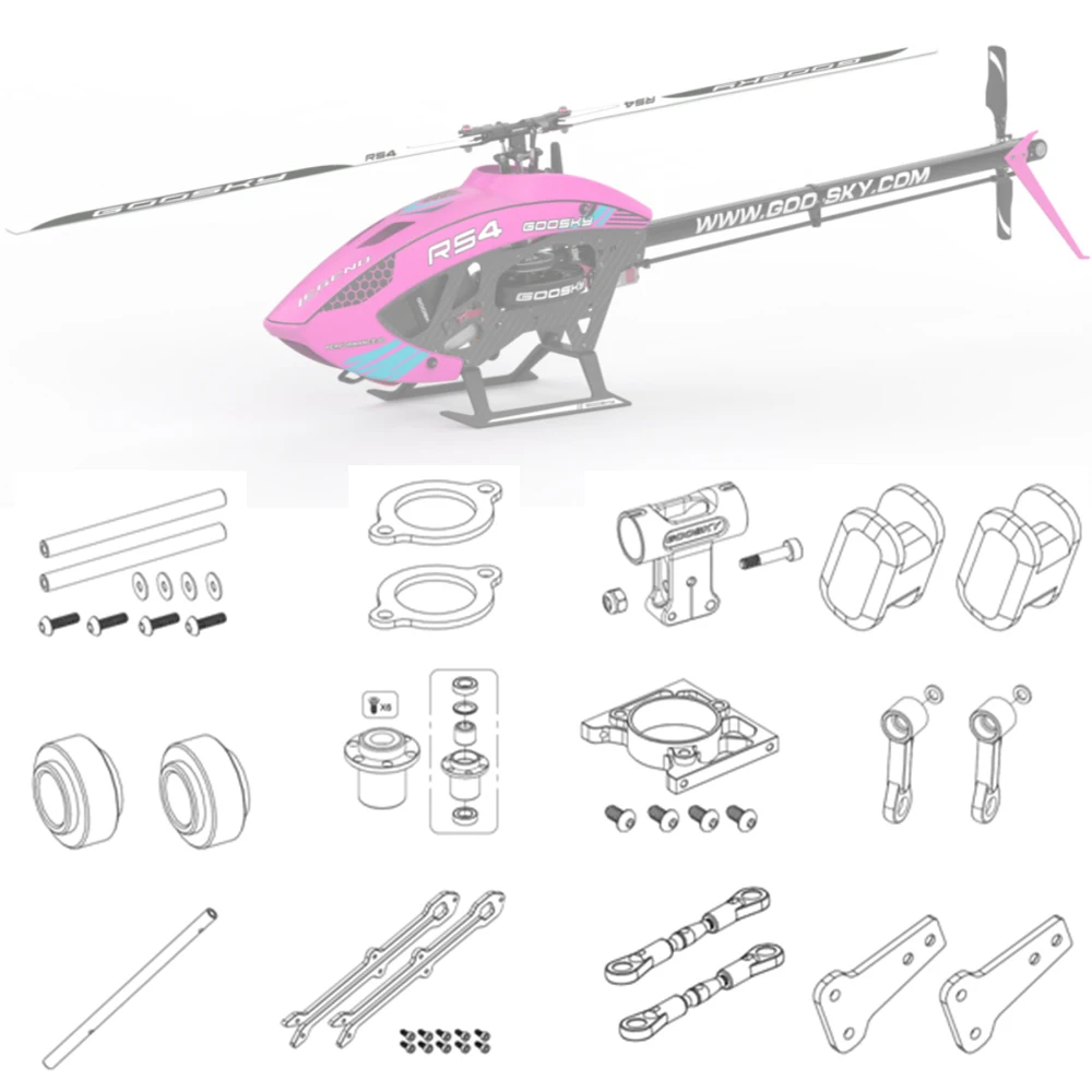 

GooSky RS4 380 Rodless RC helicopter Blade Casing/Main Motor/Steering Linkage/Mainboard/Principal axis