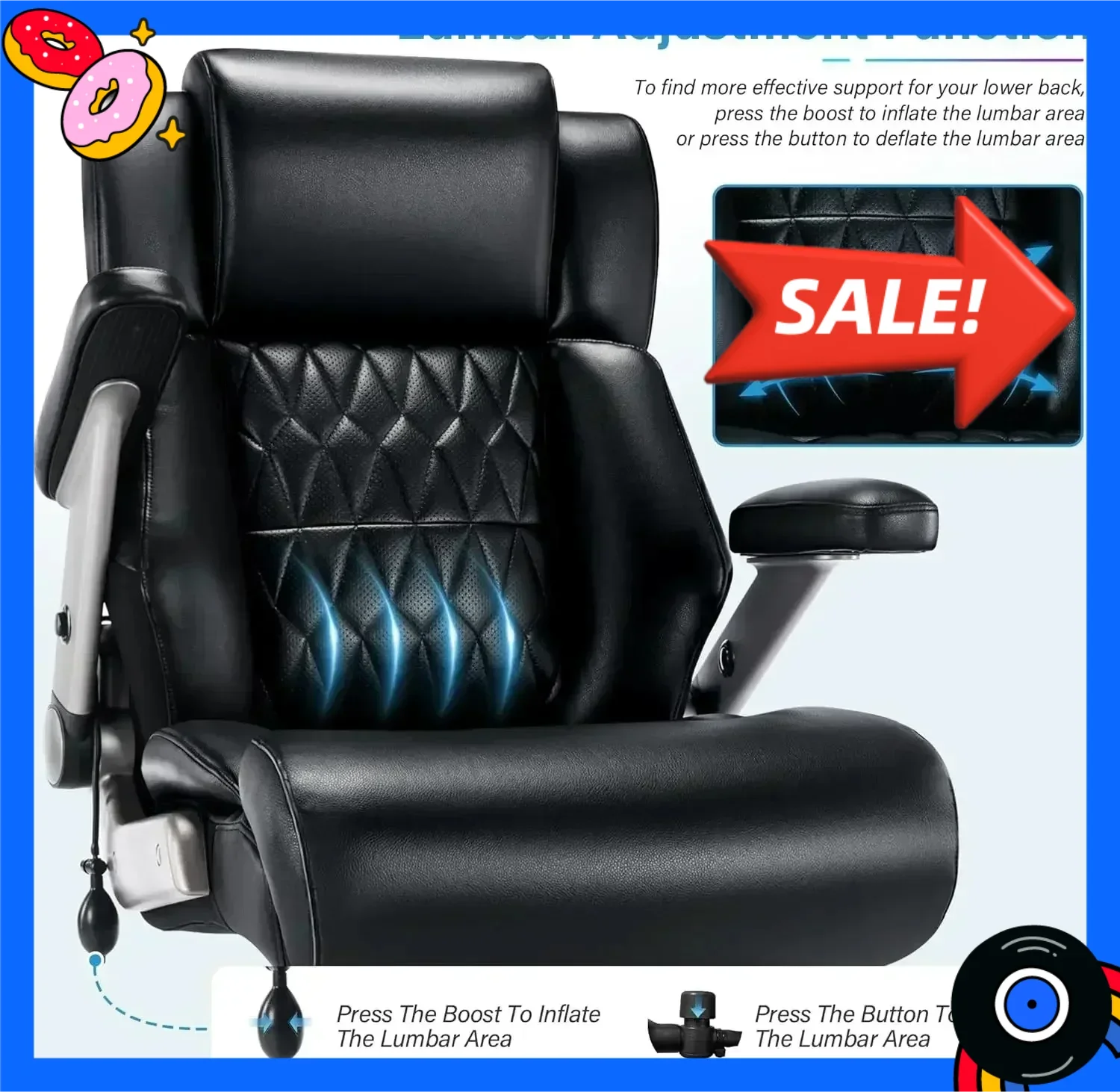 

Хит продаж: Офисное кресло с регулируемой поясничной поддержкой, 3D-подлокотниками, высокой спинкой, большое компьютерное кресло руководителя, эргономичное