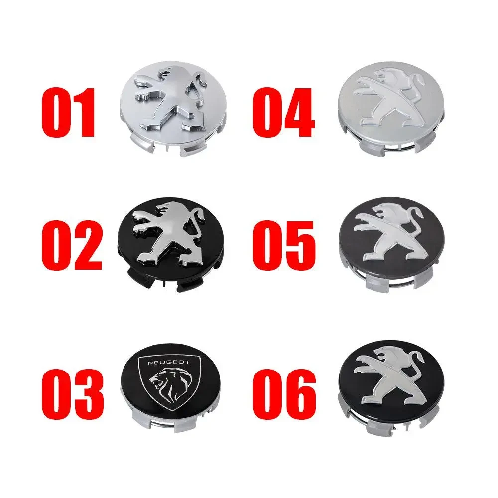 4pcs/set 60mm Car Wheel Center Hub Caps Auto Accessories For Peugeot  206 3008 308 307 106 407 208 207 107 2008 508 408 5008 RCZ