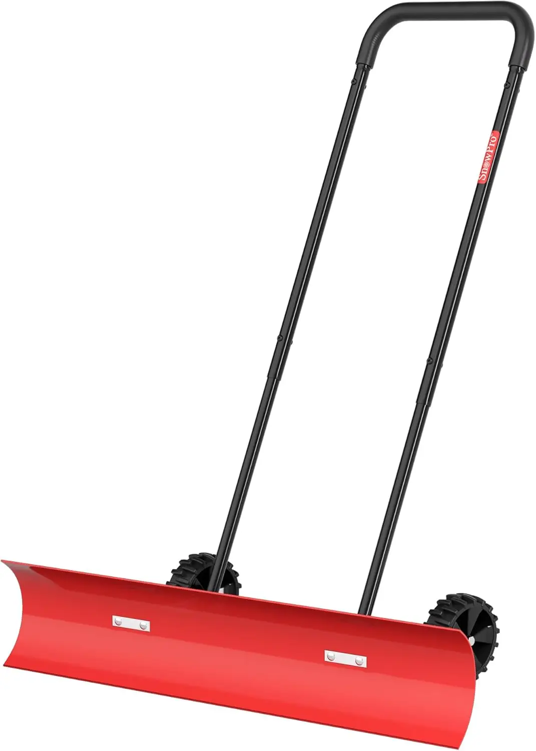 

38 Inch Snow Shovel for Driveway, Brewin SnowPro Bi-Direction Heavy Duty Snow Pusher with Wheels and Angled Blade