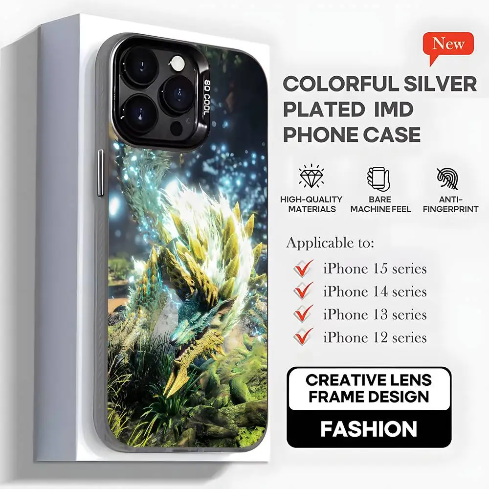 Monster Z-Zinogre Hunter Phone Case For iPhone 16,15,14,13,12,11,Mini,Pro,MAX,plus,Black Matte Shockproof Cover