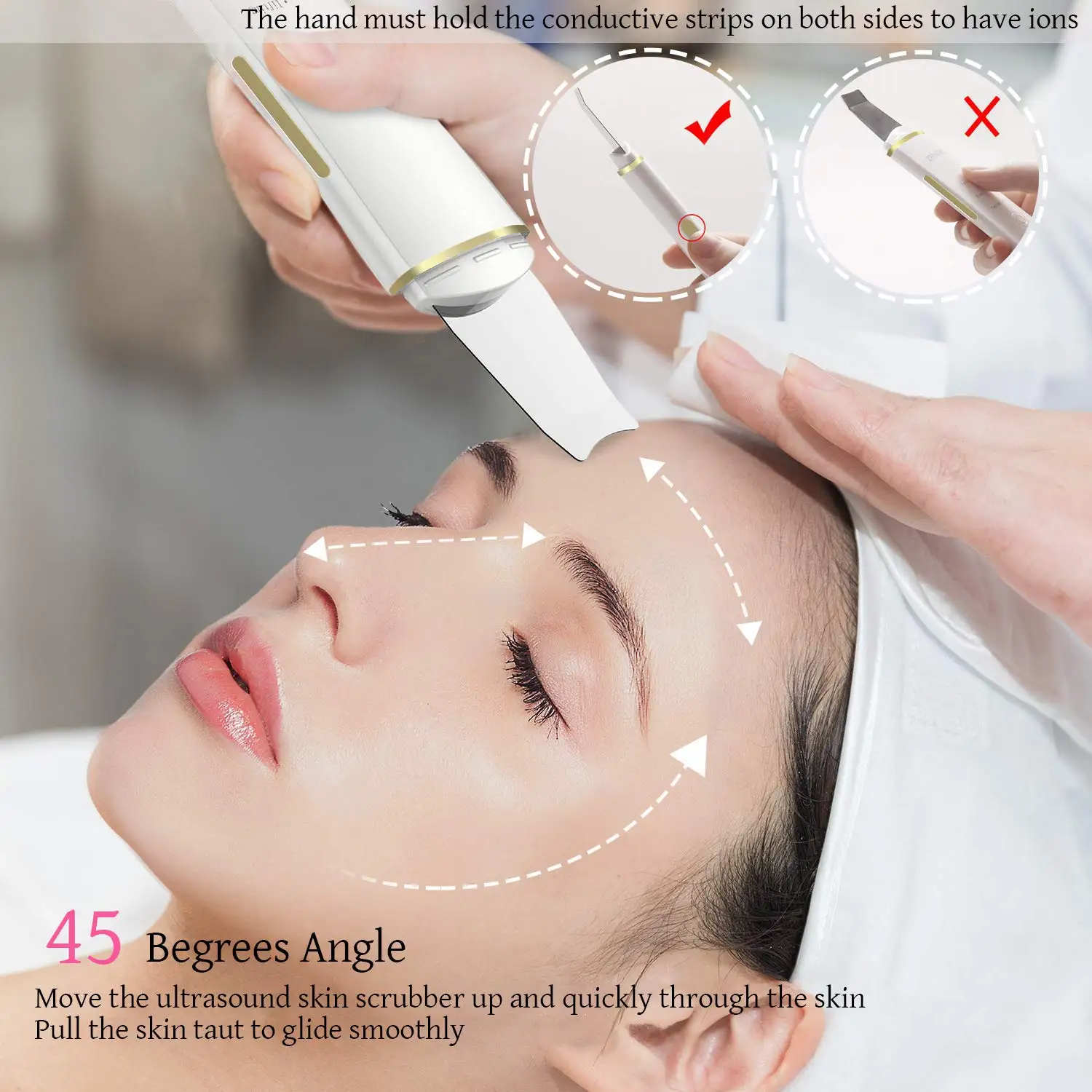 Ultrasonic Skin Scrubber EMS Ion Import Facial Lifting Vibration Massager Deep Face Pore Cleansing Blackhead Remover Tool