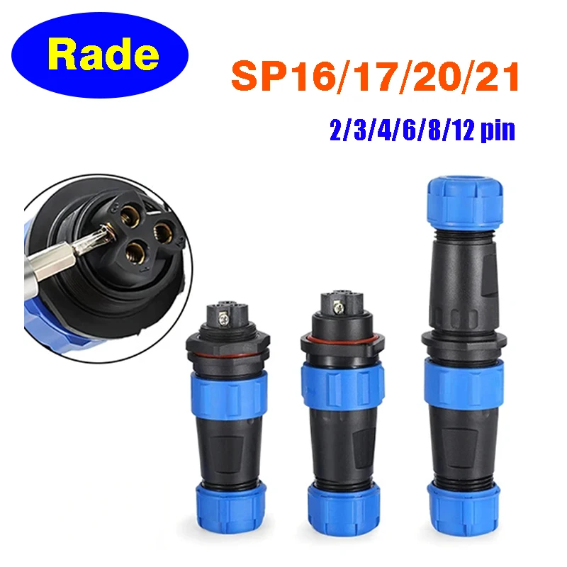 SP16 SP17 SP20 SP21Panel Mount Waterproof Solderless Aviation Connectors Plug Socket IP68, Electrical Cable Wire Connector