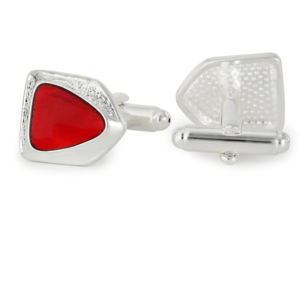 Personalized Red Core Silver Shield Cufflink Exquisite Cufflinks for Business Wedding Suit Decorative Accessory for Men's Shirts