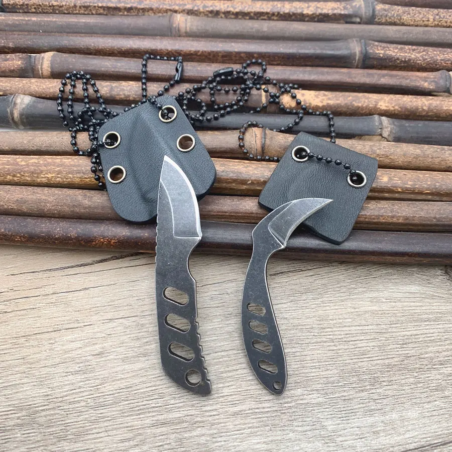 440 Stainless Steel Tactical Necklace Survival Knife Fixed Mini Pocket Knifes EDC Self-defense Tool Kydex Hand Tools