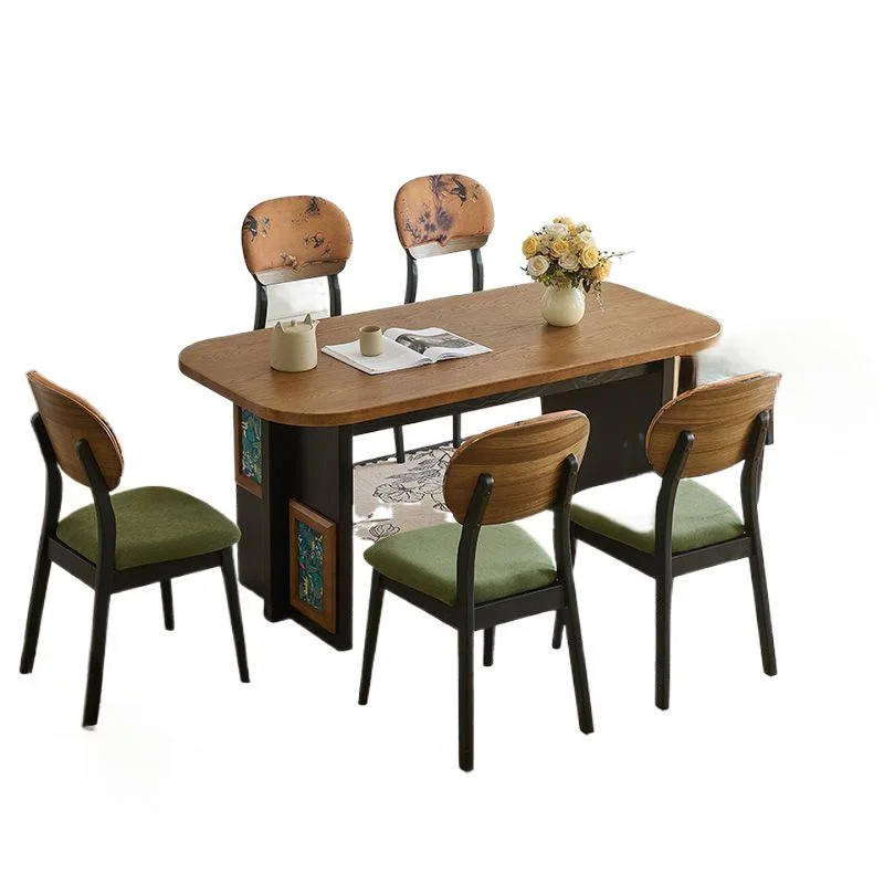 

Retro European antique dining table,solid wood ash wood table and chair combination for small family small apartment living