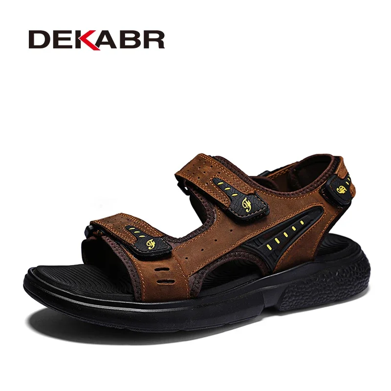 DEKABR Genuine Leather Outdoor Summer Sandals Men Shoes Big Size 45 Comfortable Male Sandalias Chaussure High Quality Shoes Men