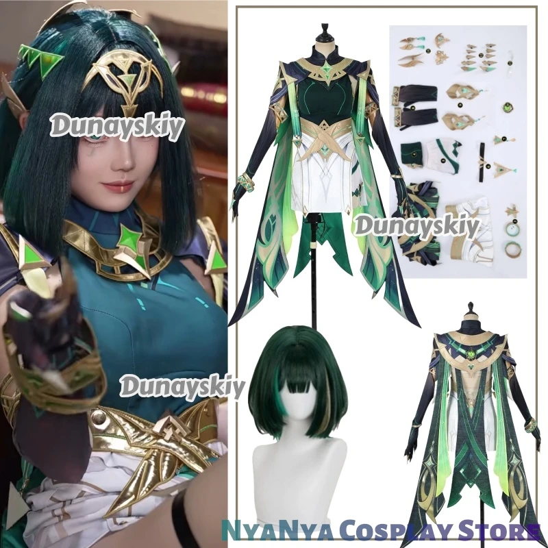 Genshin Impact Nefer-Disfraz de Cosplay, peluca, vestido, falda, tocado para mujeres, Gilrs Voynich Guild Nod-Krai, accesorios de Halloween