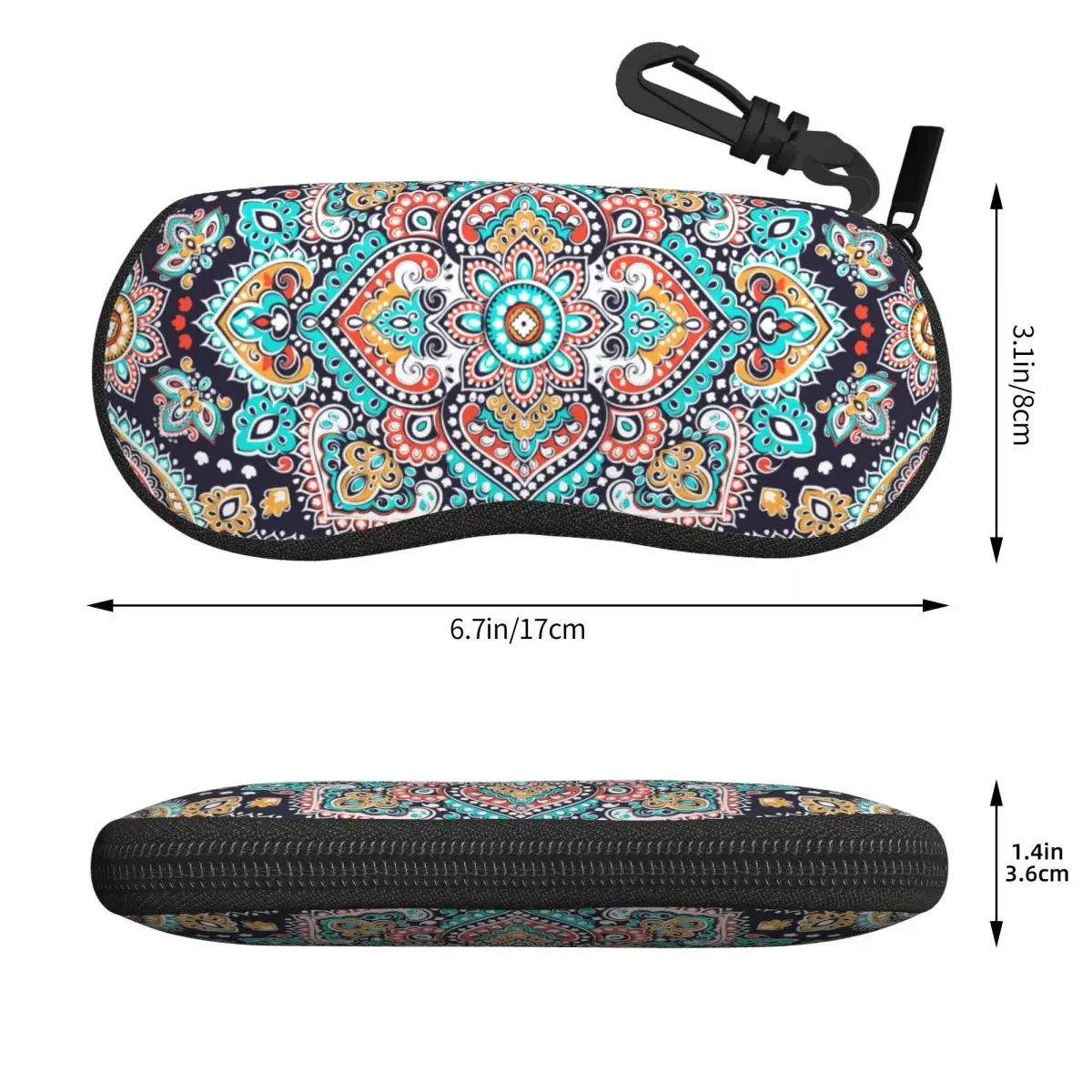 Custom Arabic Indian Ethnic Floral Mandalas Pattern Eyeglass Glasses Case Men Women Soft Sunglasses Protective Box