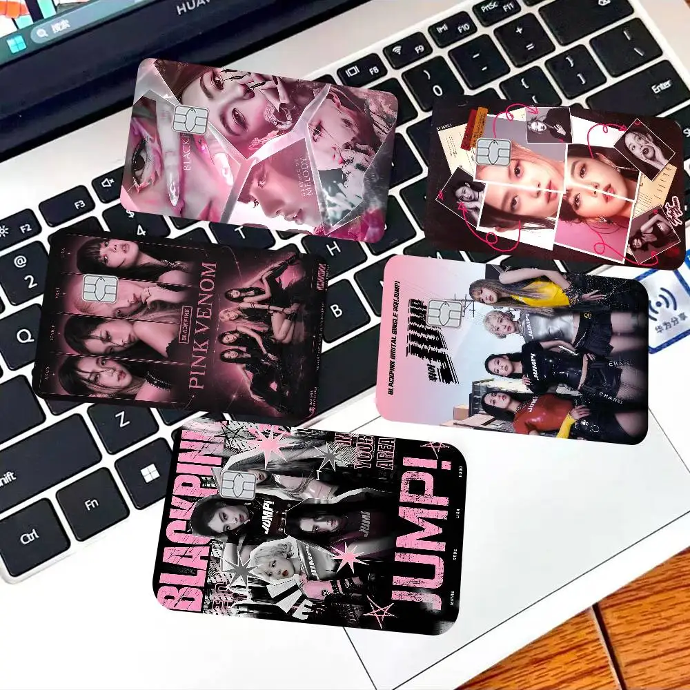 Popular K-pop B-Black Groups Pinkes Game Film Cover Sticker Case for Small Chip Credit Debit Card Front Side
