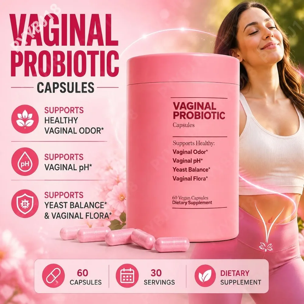 Women's Probiotic Capsules with Lactobacillus Acidophilus Rhamnosus Supports Healthy Vaginal pH Odor & Flora Balance 60 Count