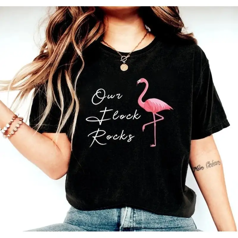 

Летняя футболка Our Flock Rocks с фламинго для Wo