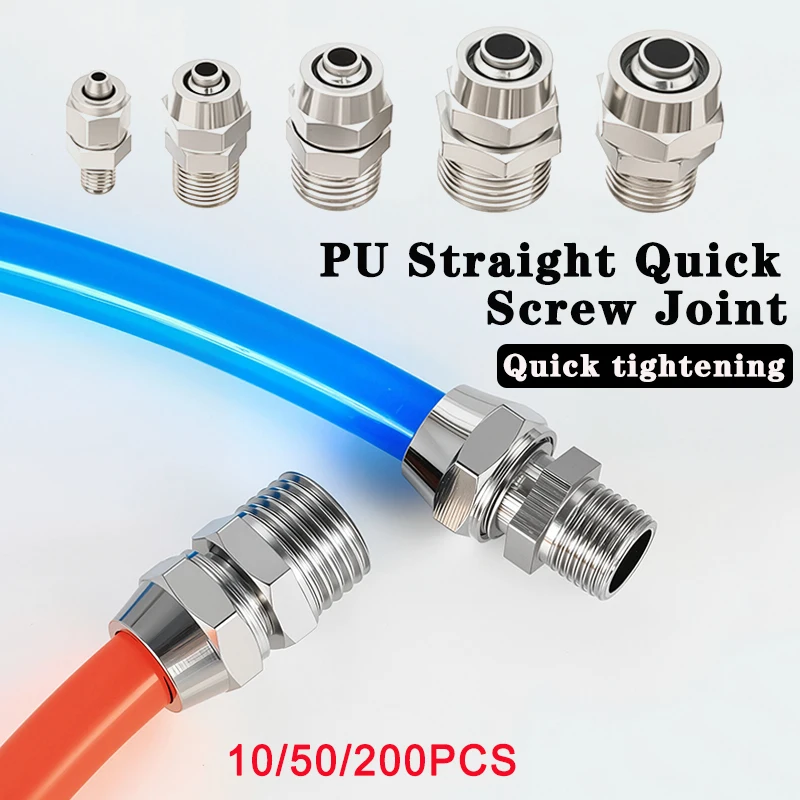 10/50/200PCS OD 4/6/8/10/12mm Hose Tube M5 M6 M8 M10 M12 Male Thread Pneumatic Fast-twist Fittings Quick Joint Coupler Connector
