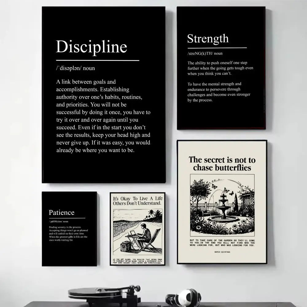 Discipline Painting Calligraphy Self Adhesive Wall Art Waterproof Print For Bedroom Living Room Hallway Home Decor