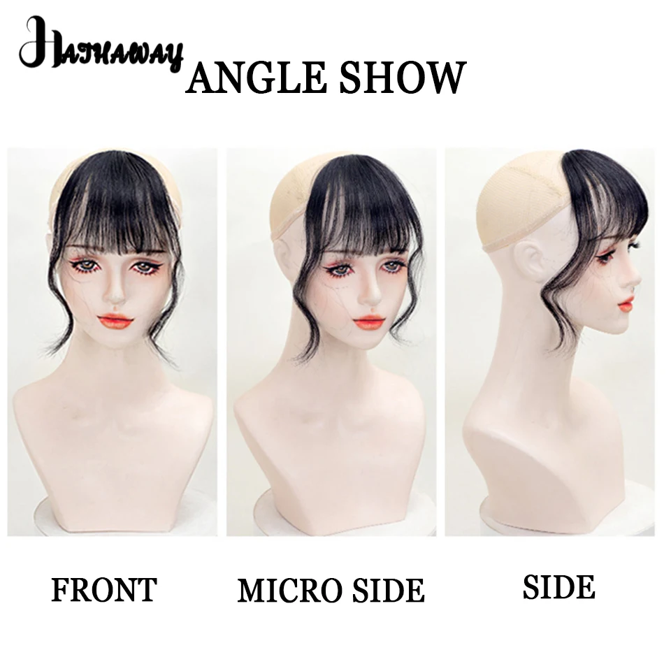 Japanese Cartoon Bangs Wig Female Synthetic BB Clip Dragon Beard Bangs Invisible Fake Bangs Black Brown Black Daily Wear Woman