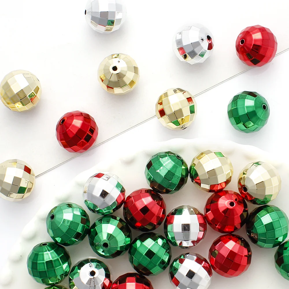 20mm 10 Stück UV-elektroplattierte facettierte Acrylperlen, runde lose Abstandsperlen für Weihnachten, für DIY-Schmuckherstellung und Bastelbedarf – Detail 4