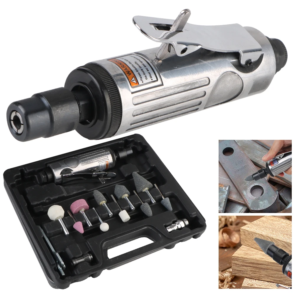 

Pneumatic Die Grinder Air Grinder Mill Engraving Tool Grinding Polishing Machine Kit Air Die Grinder 16Pcs 1/8" 1/4"