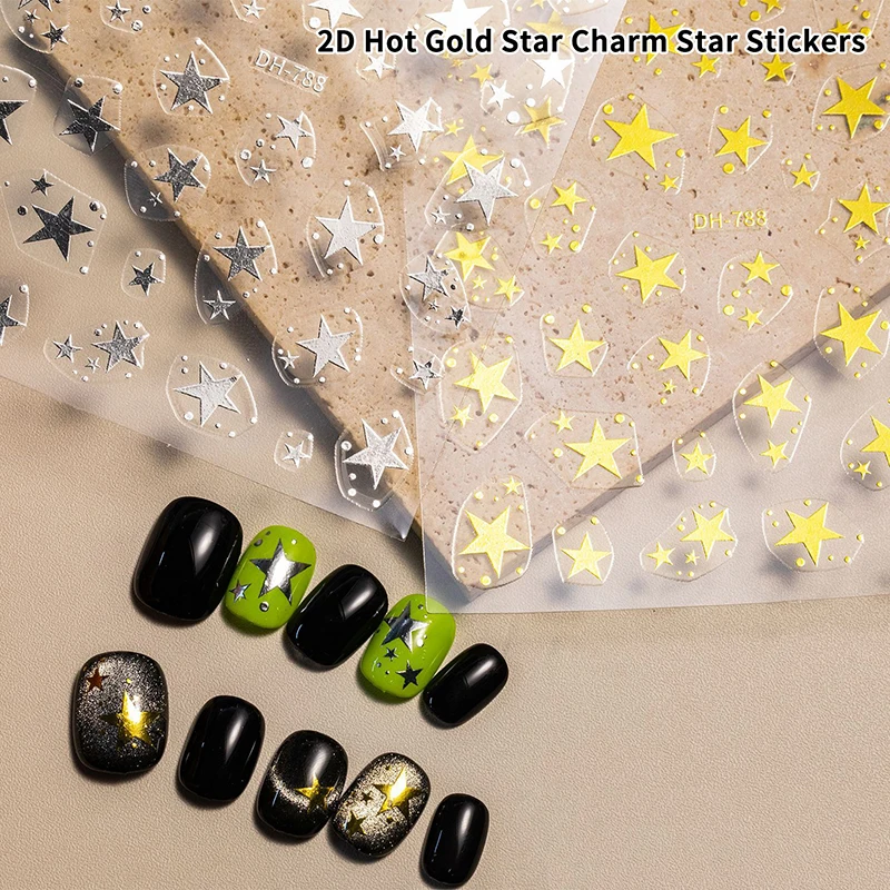 

Stars Nail Art Sticker Bronzing DIY 3D Manicure Decals Self-Adhesive Relief Nail Charm Manicure Decorations