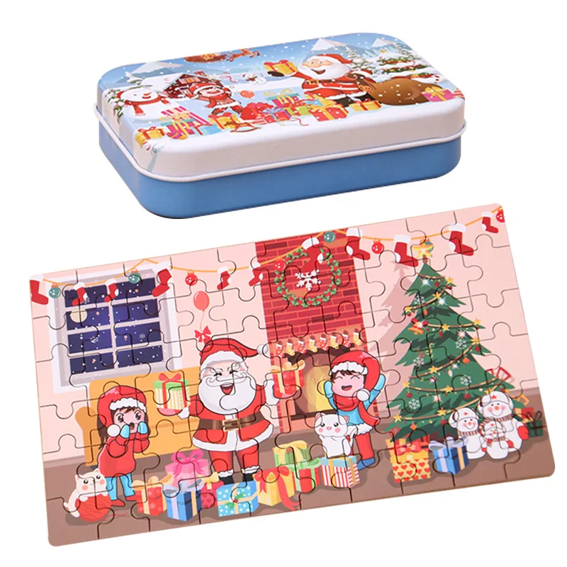 

Christmas wooden DIY small gifts for children, handmade Santa Claus puzzle puzzles, kindergarten gifts, prizes