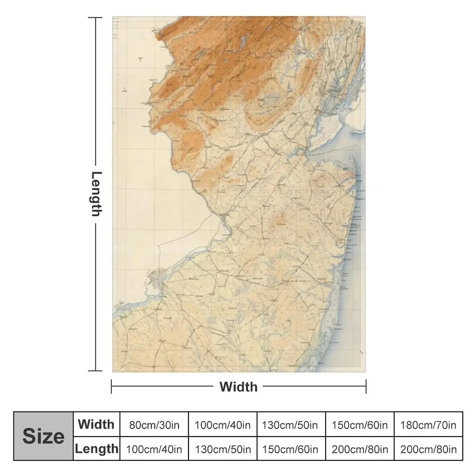 Old New Jersey Geological Map (1888) Vintage NJ Topography Atlas Throw Blanket Thermal Blankets For Sofas Cute Blankets