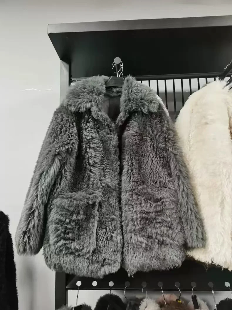 حار بيع عالية الجودة الخريف والشتاء معطف الفرو المستوردة الصوف معطف الفرو موضة الملابس النسائية الجديدة #6